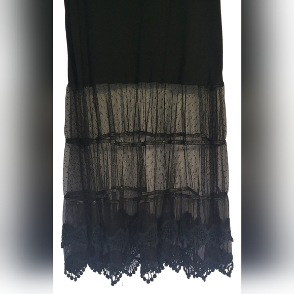 *SOLD* Mystree Boho Chic layering tank top cami tunic Dress lace layer, Black S - Picture 3 of 9